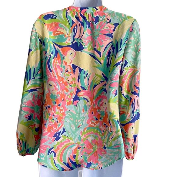 Lilly Pulitzer Colorful Long Sleeve Silk Women's XS - Picture 5 of 13